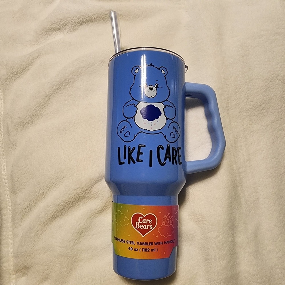 Silver Buffalo Care Bears Grumpy Bear Like I Care 40 oz Stainless Steel Tumbler